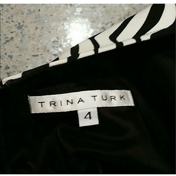 Trina Turk 4 Statement Sleeve Zebra Print Mini Dress Black White Psychedelic - Picture 10 of 11